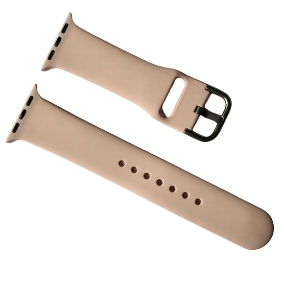 5/$20 NEW SAND Pale Pink Silicone Band Apple Watch 38/40/41mm M/L Metal Buckle - Picture 1 of 9